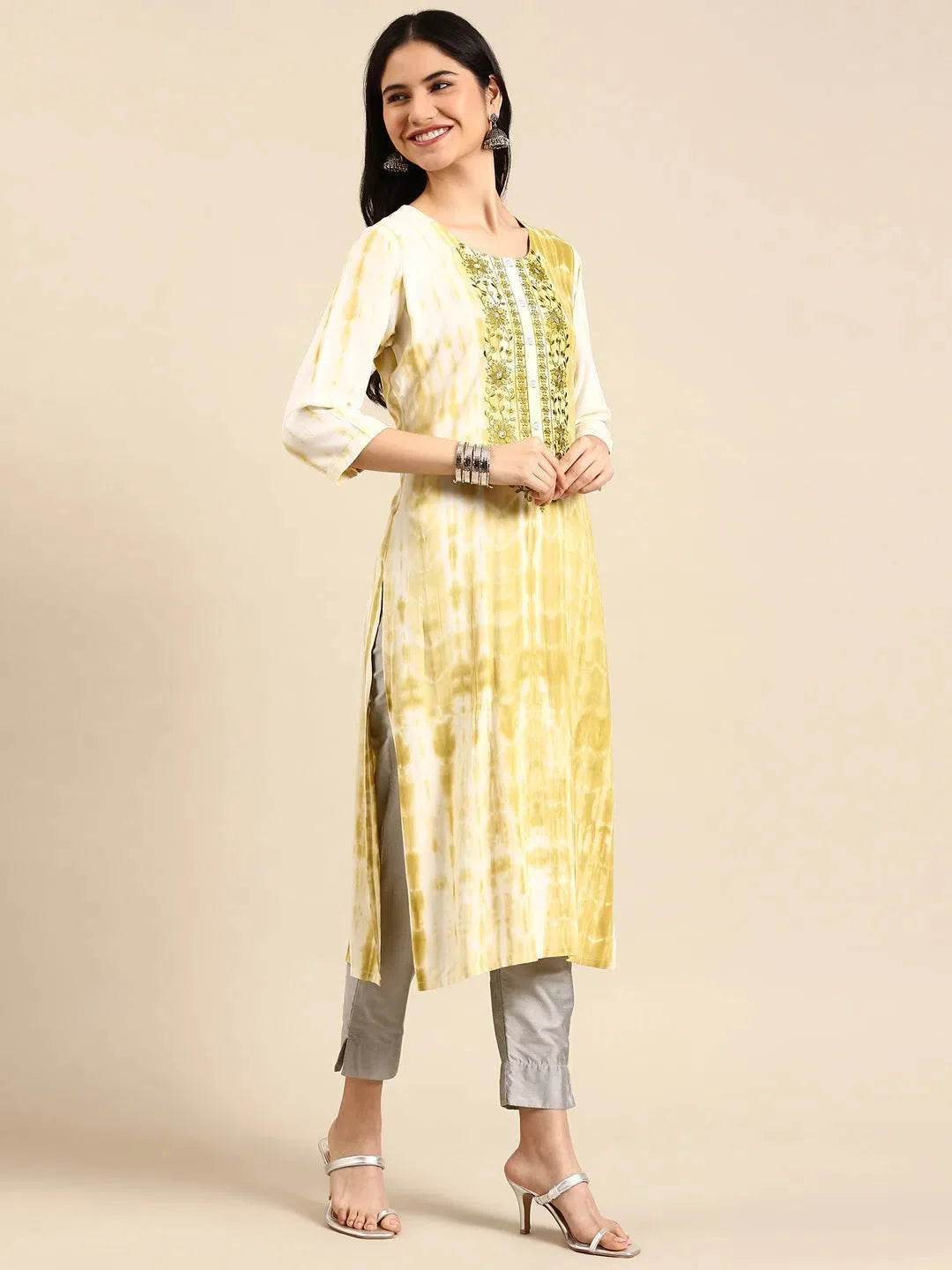 Green Tie Dye Indian Kurti | Trendy Women's Kurtas by DesiQlo