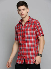Men Orange Checked Casual Shirt-NICKCHECKSTWILL-1899-Orange