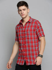 Men Orange Checked Casual Shirt-NICKCHECKSTWILL-1899-Orange