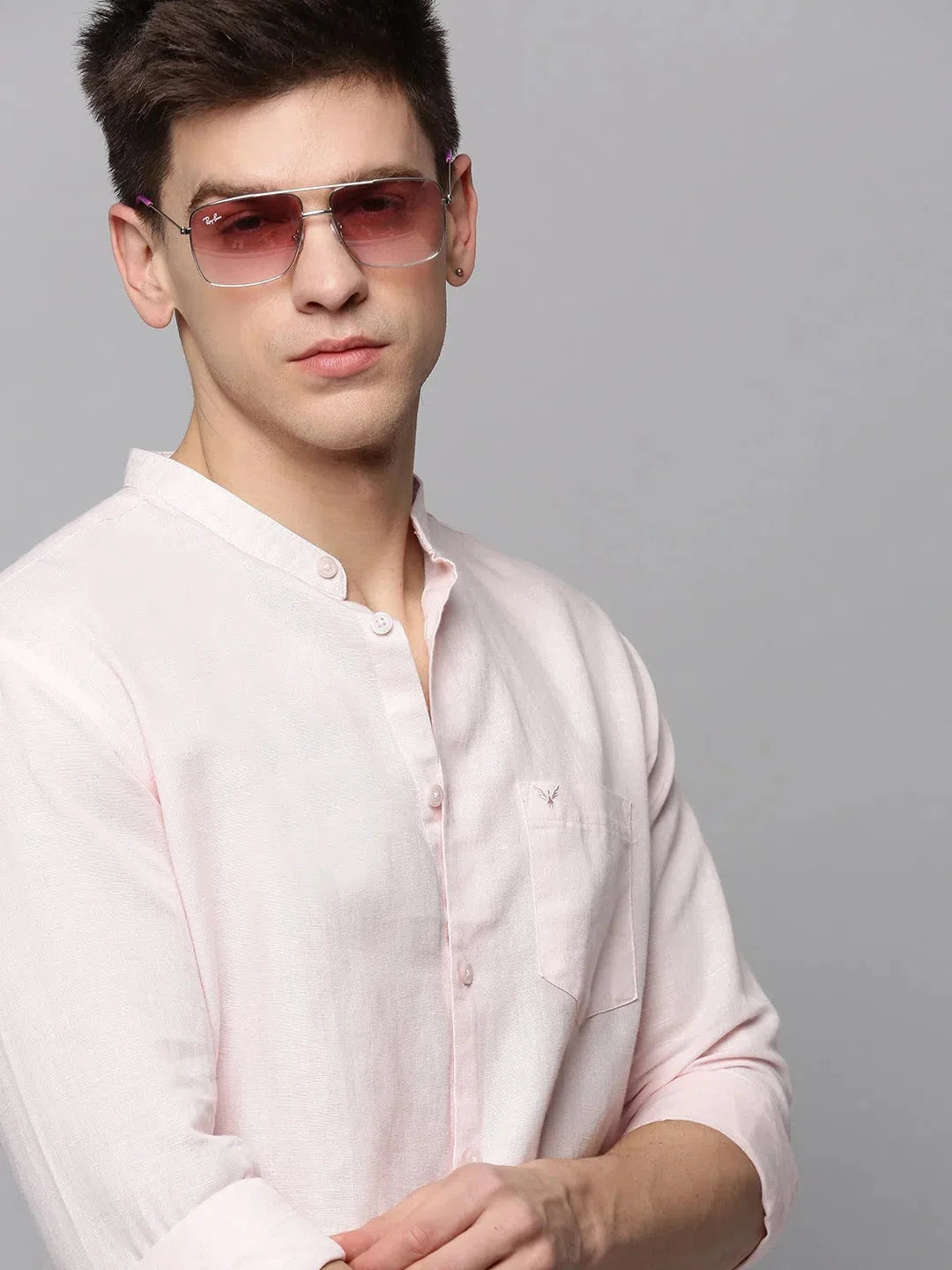 Pink Solid Cotton Mens Shirt - Casual Style | DesiQlo