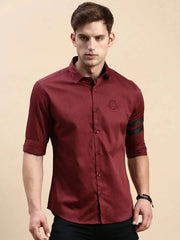 Men Maroon Solid Casual Shirt-CHERRY-0318-Maroon