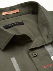 Men Green Printed Casual Shirt-JAMESTWILL-4729-Olive