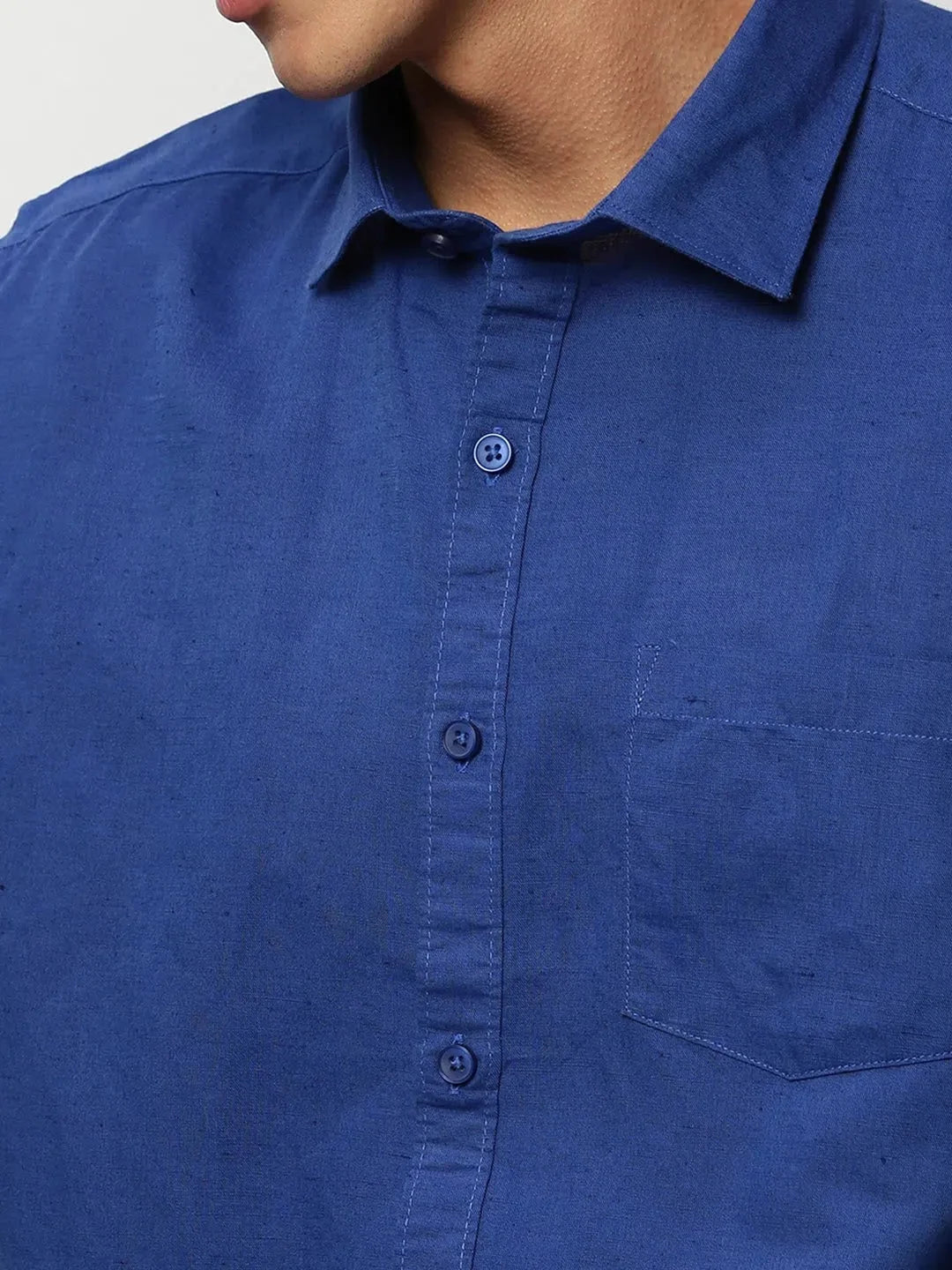 Shop Blue Solid Mens Shirt - Cotton Casual Shirt | DesiQlo