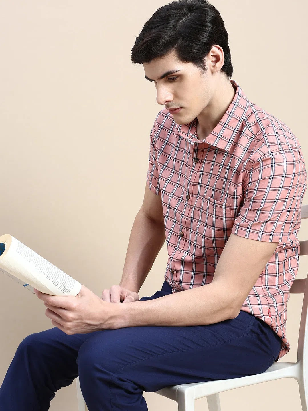 Pink Checked Cotton Mens Shirt - Casual Formal Shirts | DesiQlo