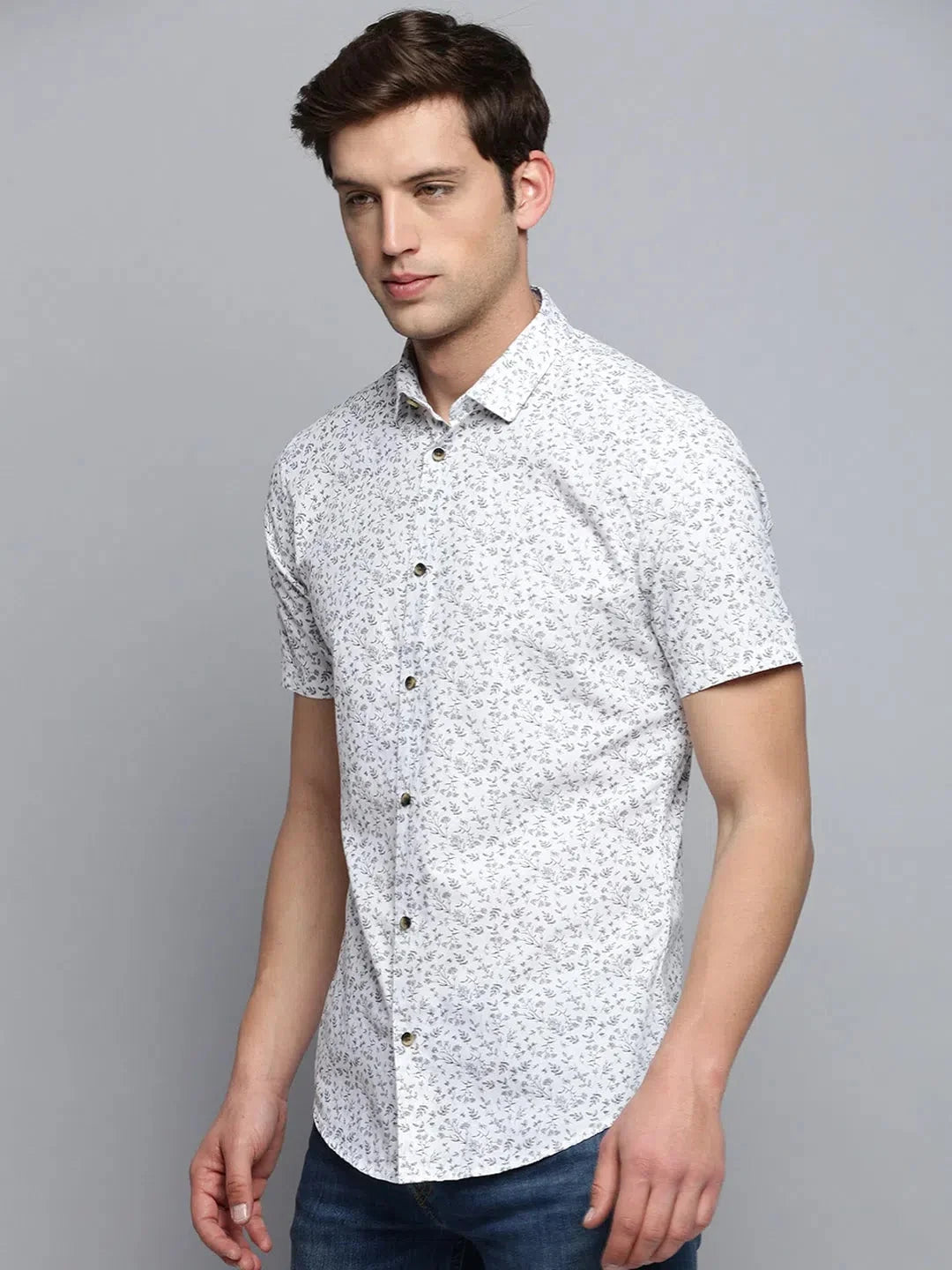 Stylish White Printed Mens Shirt - Cotton Casual Shirt | DesiQlo