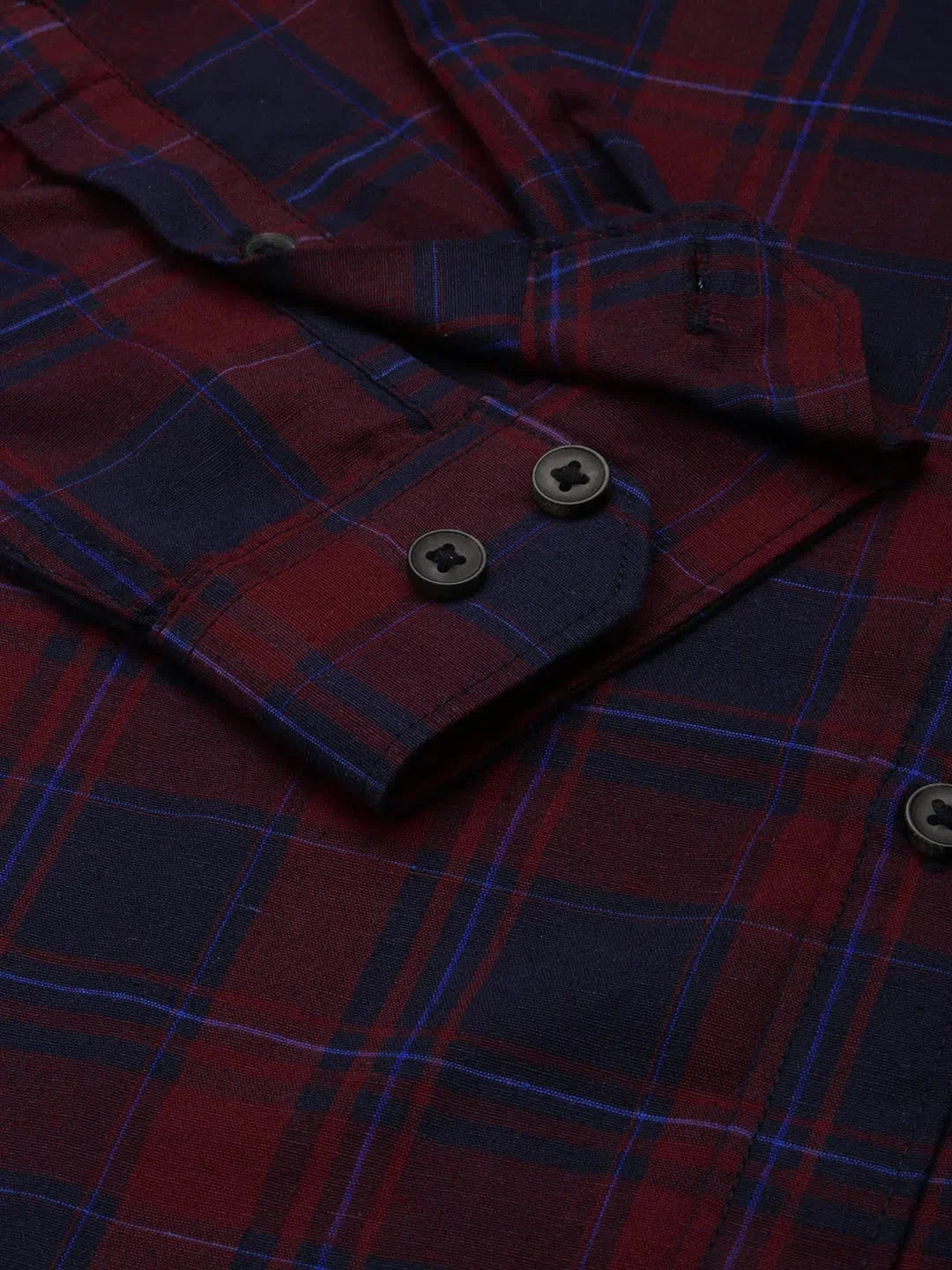Maroon Checked Mens Shirt | Stylish Cotton Formal Shirts