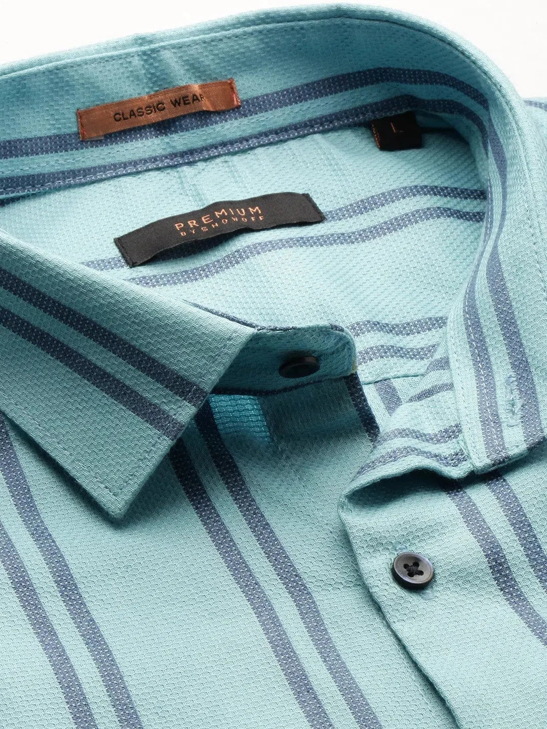 Mens Striped Cotton Shirt - Blue Casual Shirt | DesiQlo