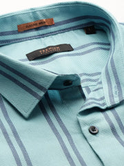 Men Blue Striped Casual Casual Shirts-YARROWSTRIPE-5637-Blue