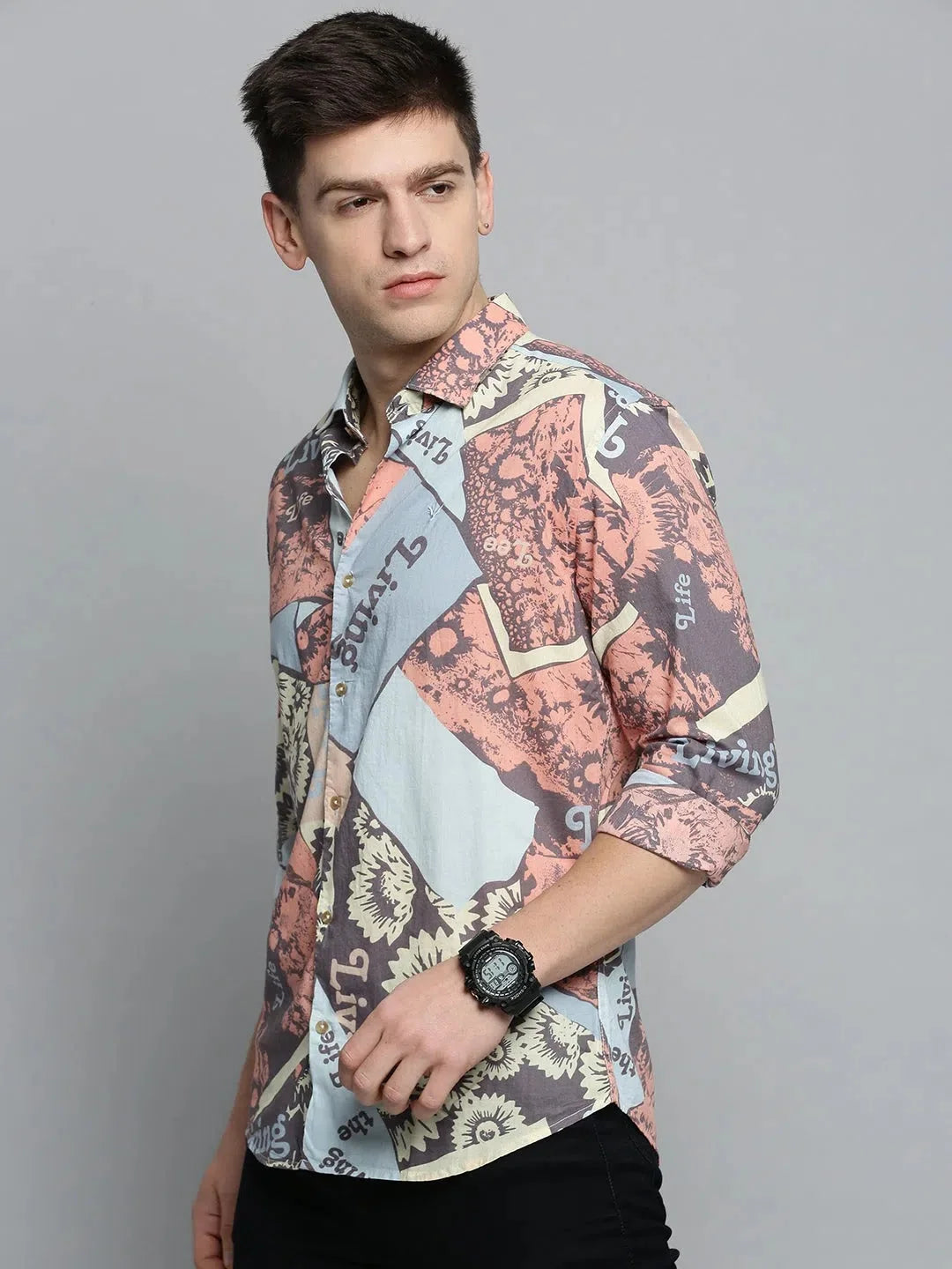 Men's Printed Shirt - Multi Cotton Shirt | DesiQlo