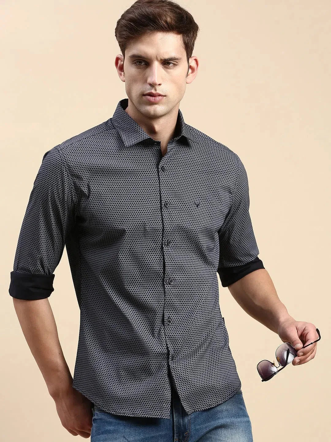 Men Black Printed Casual Shirt-IKIGAIPRINTS-8833-Black