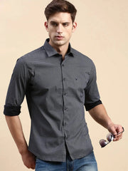Men Black Printed Casual Shirt-IKIGAIPRINTS-8833-Black