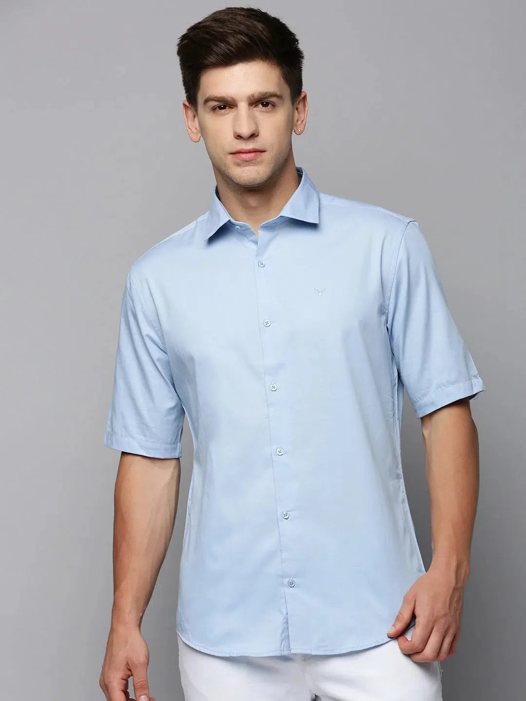 Mens Blue Solid Casual Shirt | Cotton Shirt | DesiQlo