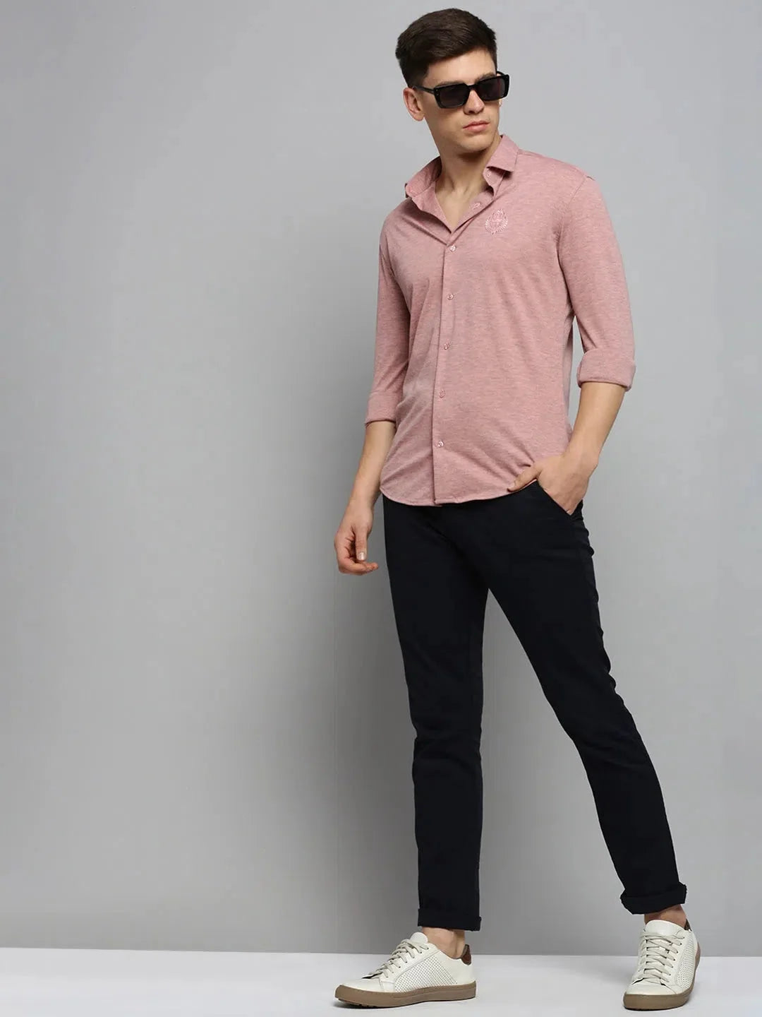 Pink Solid Mens Shirt - DesiQlo Cotton Casual Shirt