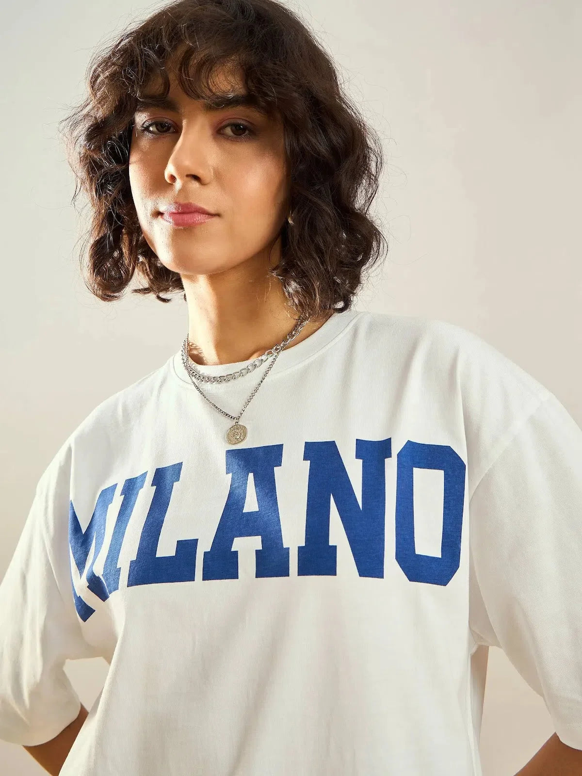 White MILANO Printed T-Shirt Dress | Women's Ethnic Lehenga Look