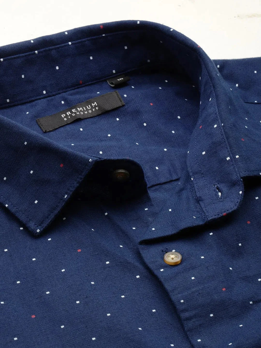 Navy Printed Linen Shirt - Mens Casual Style | DesiQlo