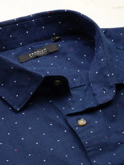 Men Navy Printed Casual Shirt-REPLAYPRINTSLINEN-3448-Navyblue