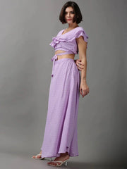 Women's Purple Printed Co-ords-AE-12011-Lavender