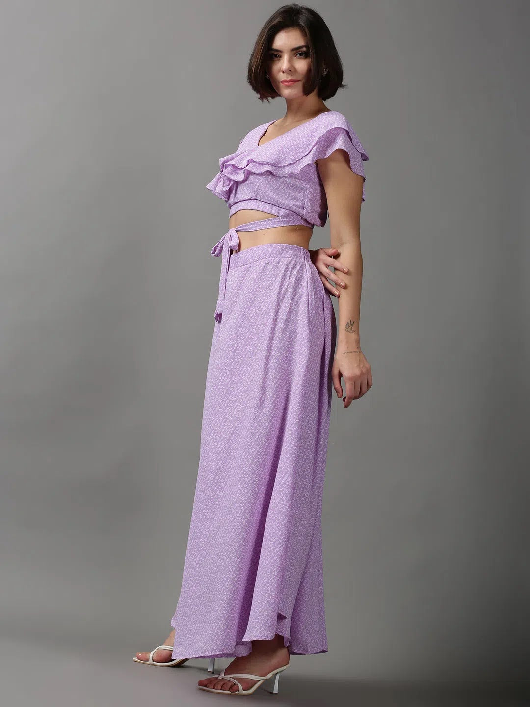 Women's Purple Printed Co-ords | Cord Set for Women
