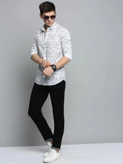 Men White Printed Casual Shirt-COLMPRINT-3092-White