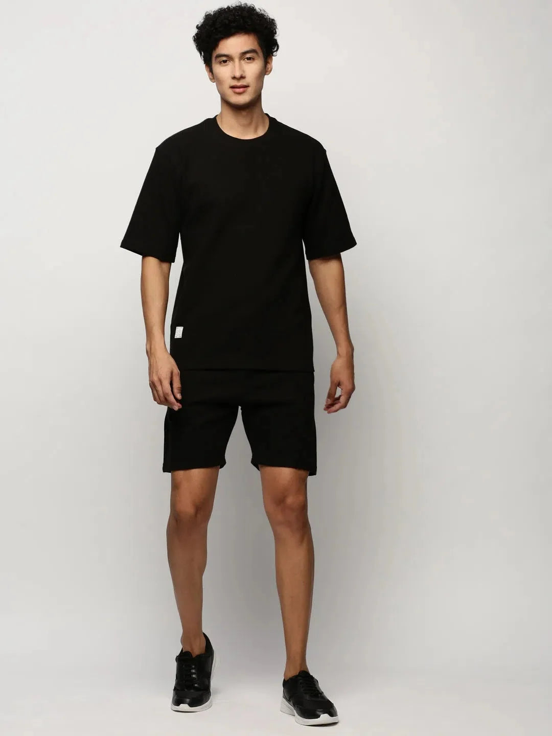 Black Solid Casual Co ord Sets Men | Mens Two Piece Sets