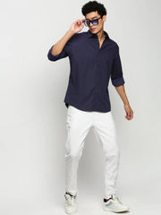 Men Navy Geometrical Casual Casual Shirts-STANLEY-5575-Navyblue
