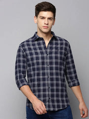 Men Navy Checked Casual Shirt-AVACHECKS-5024-Navyblue