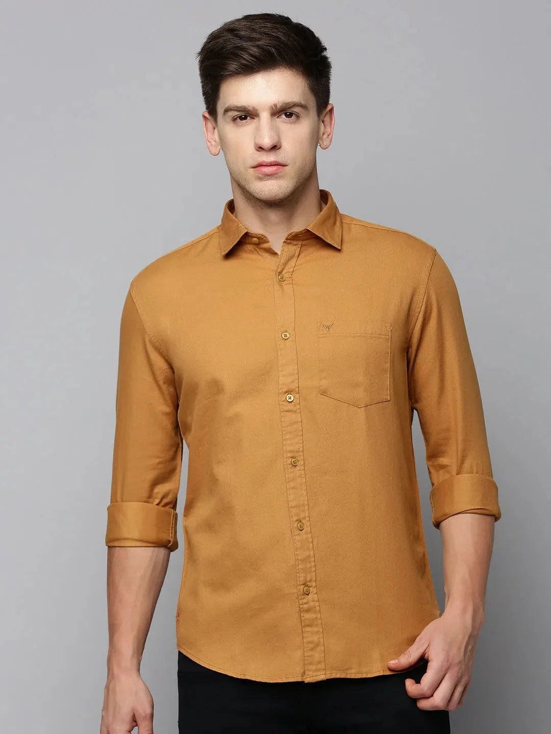 Buy Men's Khaki Cotton Shirt - Solid Casual Shirt Online