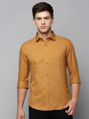 Men Khaki Solid Casual Shirt-PRO-ETWILL-4682-Khaki