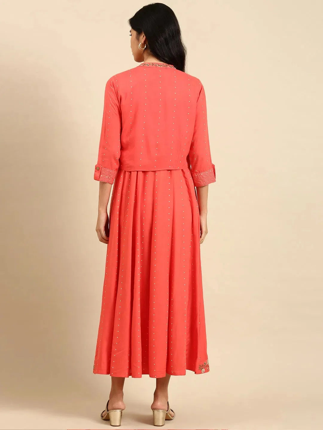 Coral Printed Anarkali Kurta - Women's Cotton Anarkali Gown