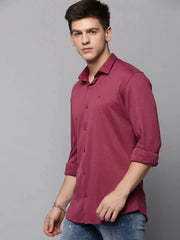 Men Pink Solid Casual Shirt-CARLOKNITS-3226-Pink