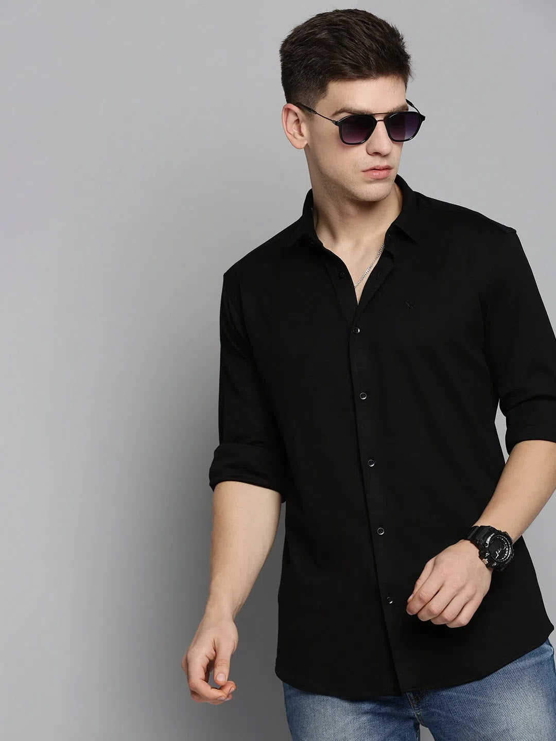 Trending Black Solid Mens Shirt - DesiQlo Cotton Casual Shirt
