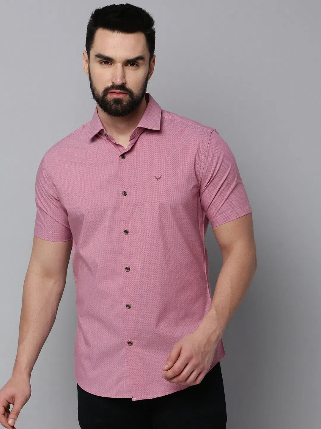 Mauve Printed Mens Shirt - Casual Cotton Shirt by DesiQlo