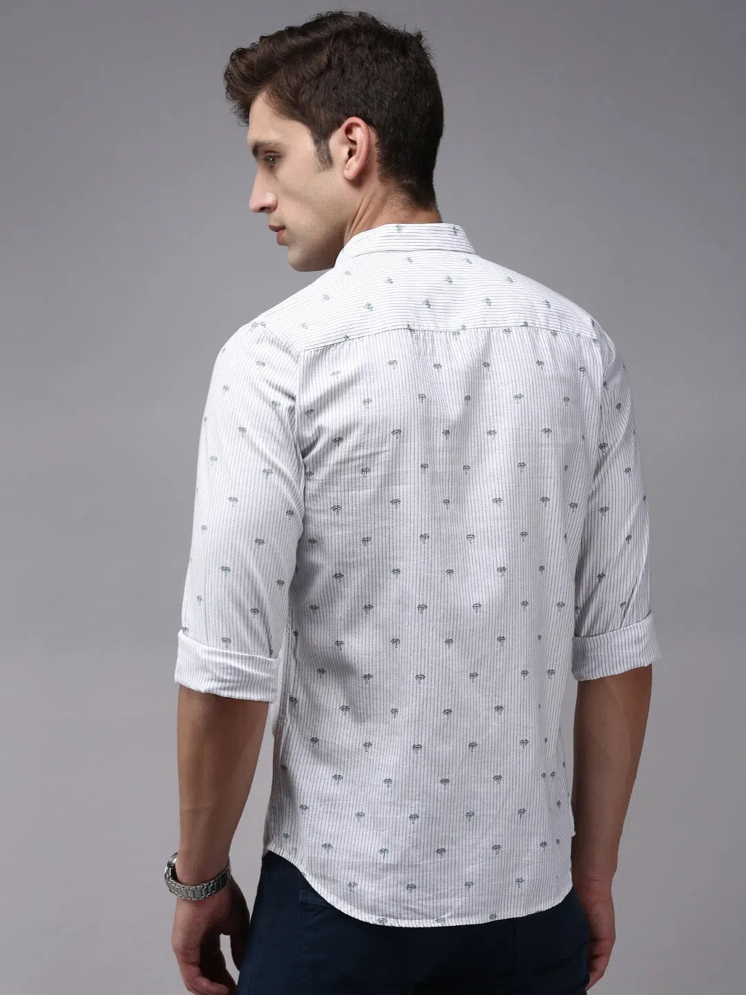 White Printed Cotton Mens Shirt | Casual Fashion Top