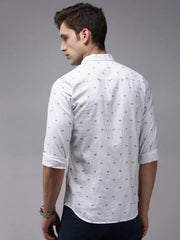 Men White Printed Casual Shirt-ORIGINPRINT-1746-White