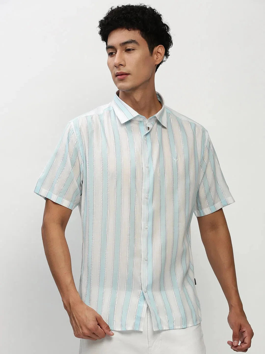 White Striped Mens Shirt - Cotton Casual Shirt Online
