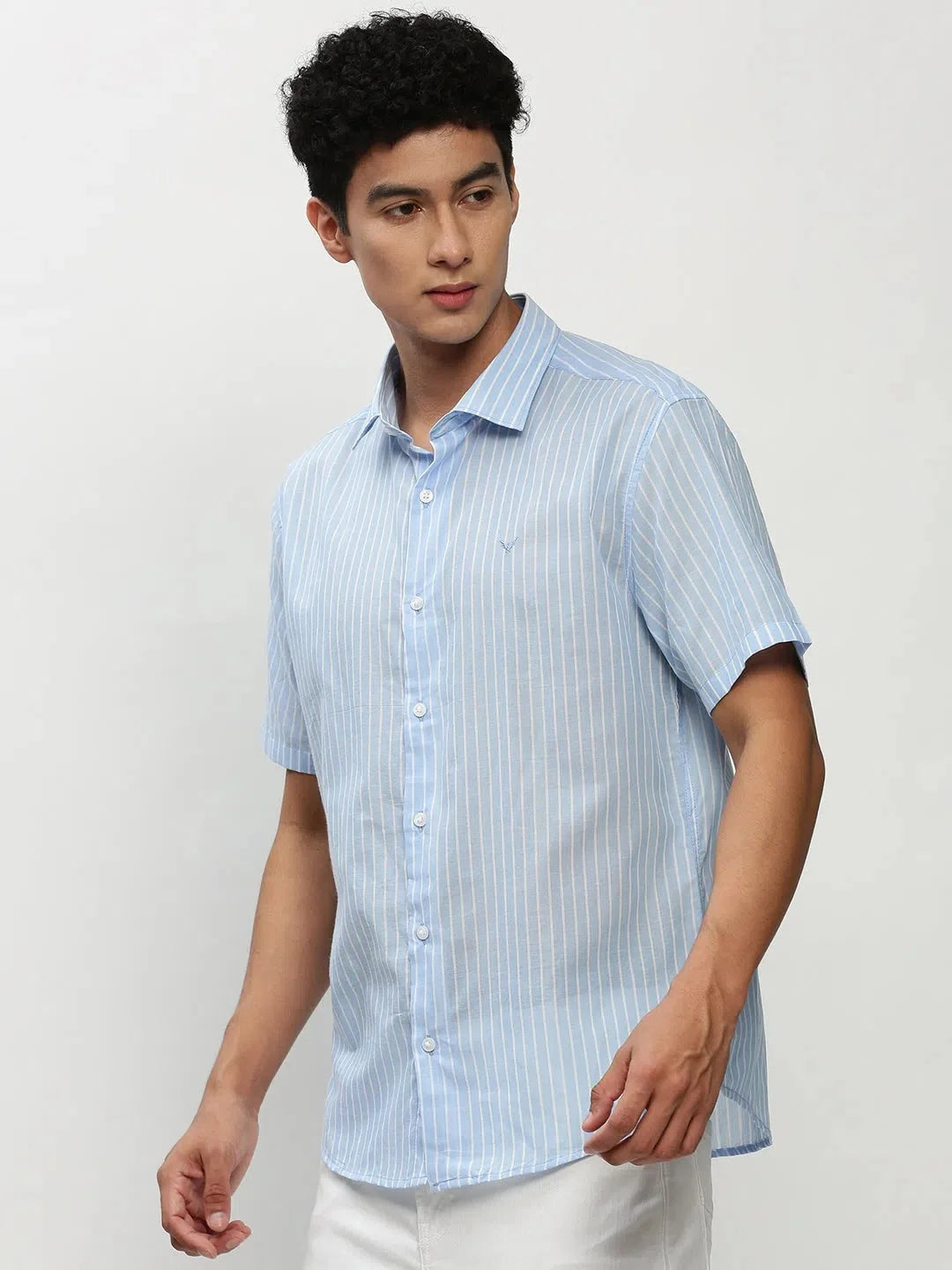 Elegant Blue Striped Mens Shirt - Cotton Casual Shirt | DesiQlo