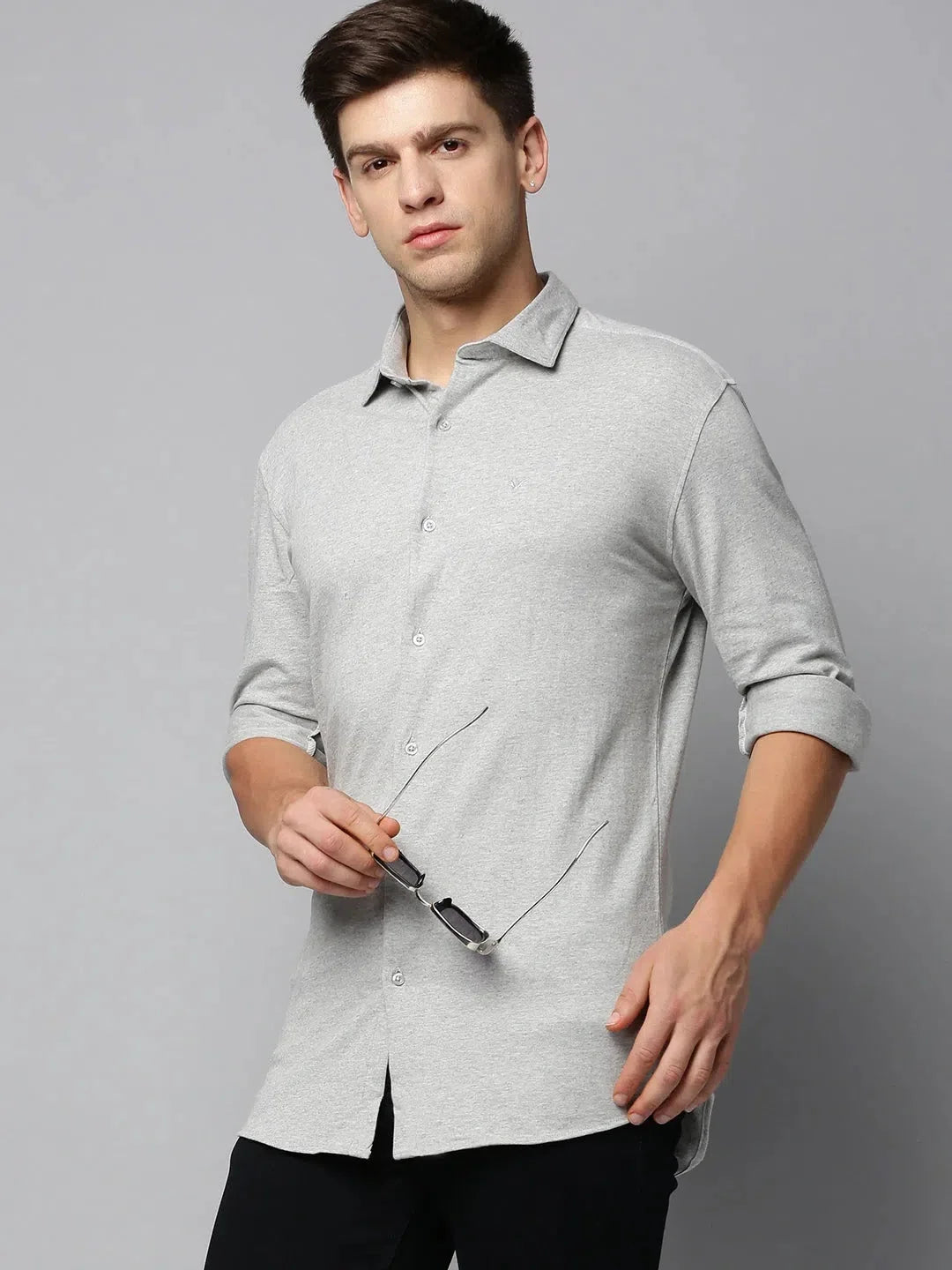Grey Solid Mens Shirt - Casual Cotton Shirt | DesiQlo