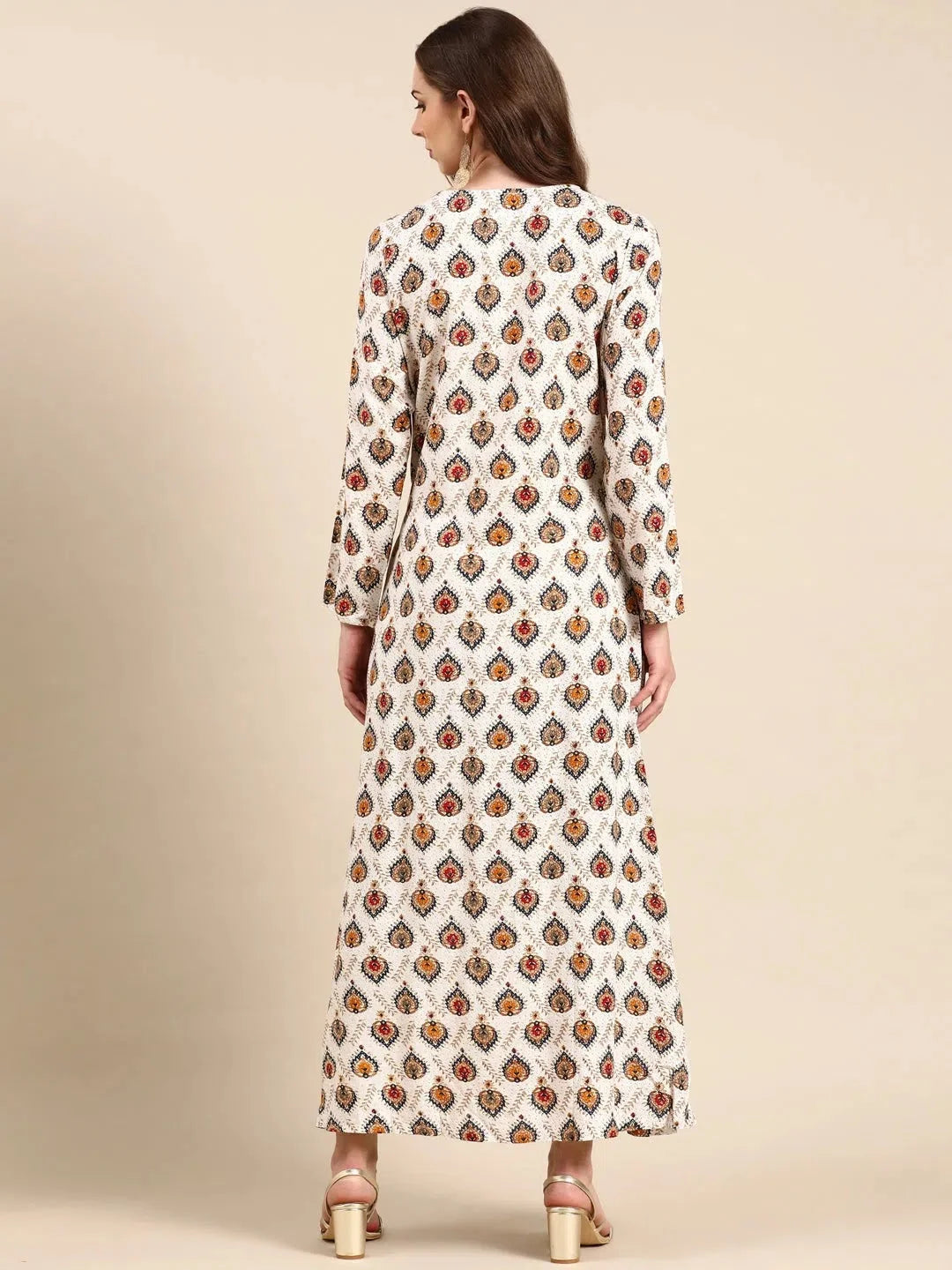 Off White Printed Anarkali Kurta | Women's Anarkali Dress