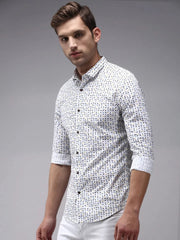 Men White Printed Casual Shirt-ORIGINPRINT-1747-White