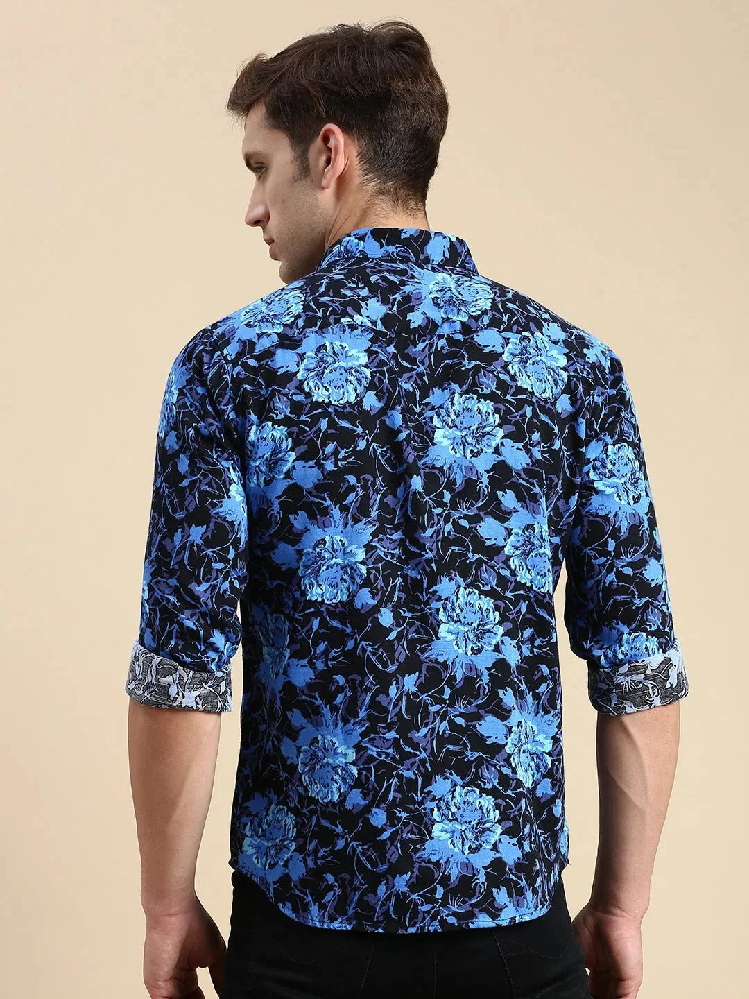 Blue Printed Mens Shirt - Cool Cotton Casual Shirt | DesiQlo