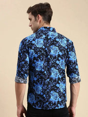 Men Blue Printed Casual Shirt-DROSHPRINT-8197-Blue