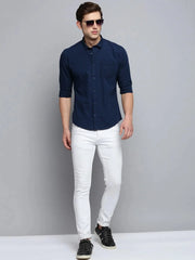 Men Navy Checked Casual Shirt-SOMNIUMCHECKS-2006-Navyblue