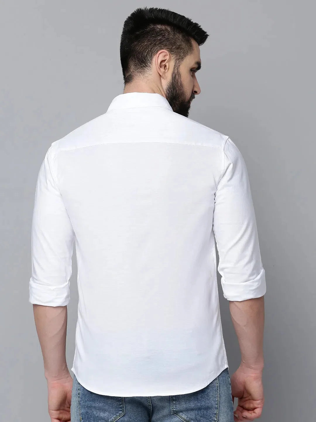 Men's White Solid Cotton Shirt - Classic Casual Style