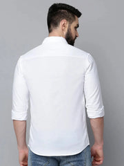 Men White Solid Casual Shirt-SAGARPLAIN-4569-White