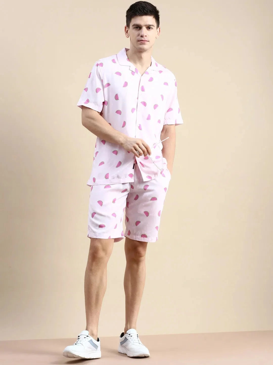 Pink Printed Mens Two Piece Sets | Casual Co ord Sets for Men