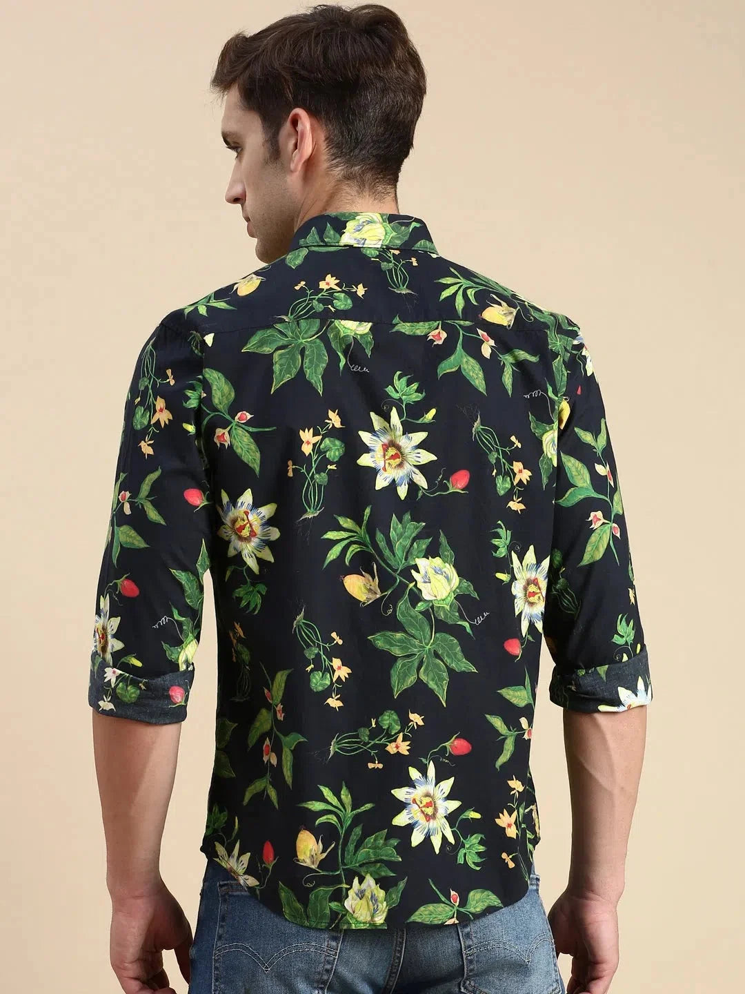 Elegant Navy Printed Mens Shirt - DesiQlo Casual Cotton Shirt