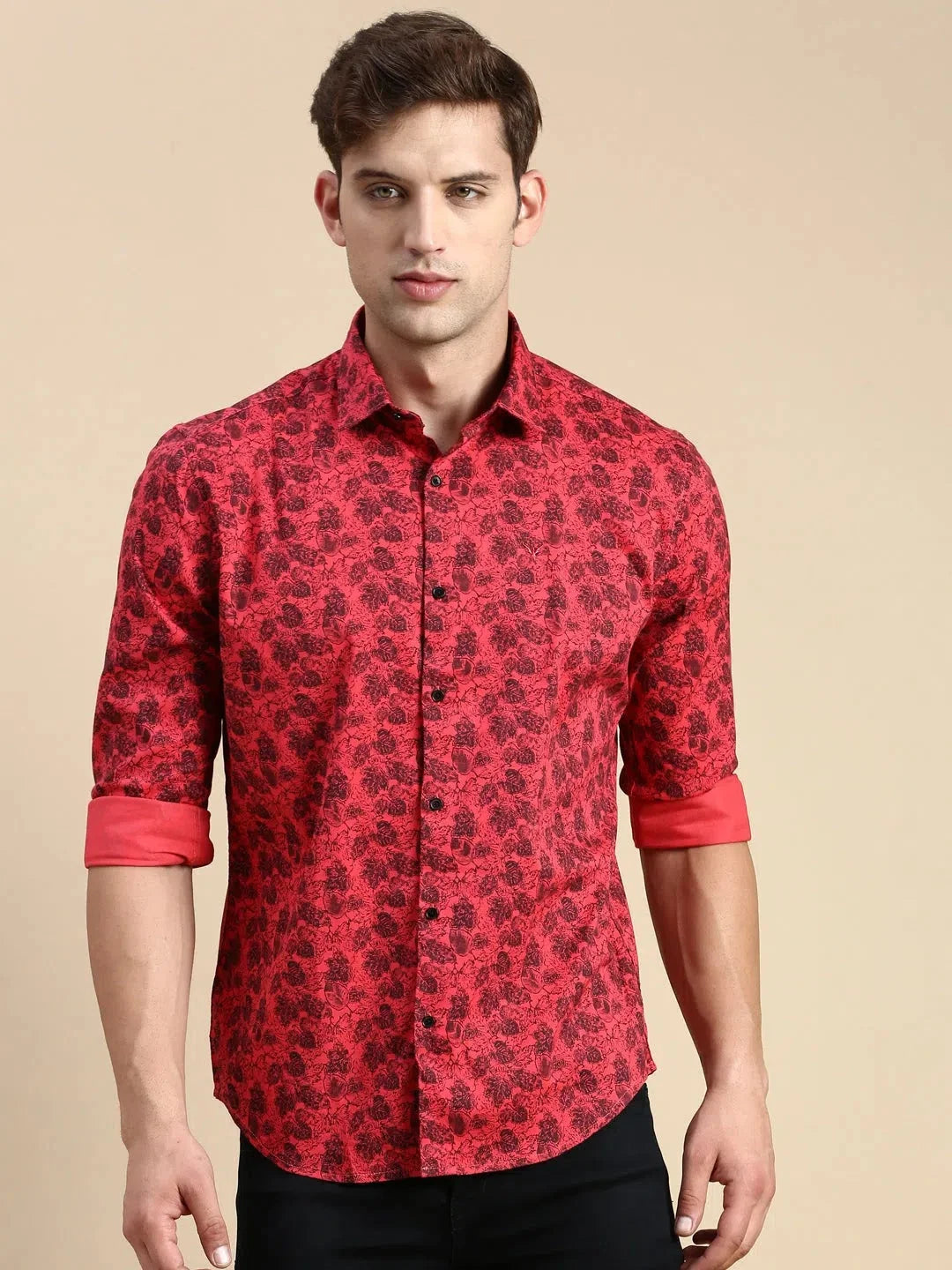 Shop Men's Pink Printed Shirt - Stylish Cotton Casual Shirt