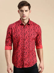 Men Pink Printed Casual Shirt-DROSHPRINT-8199-Pink