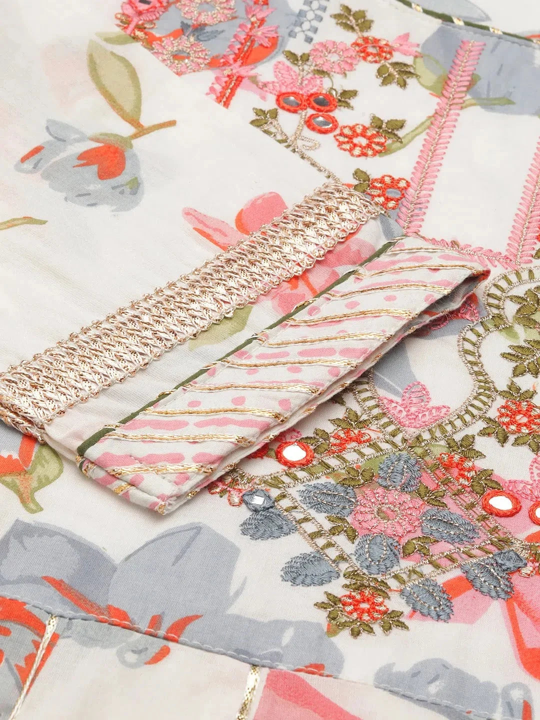 White Floral Cotton Kurta Set | Women's Designer Kurta Sets