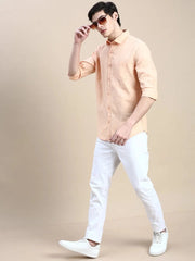 Men Orange Solid Casual Shirt-SWALLOW-1765-Orange